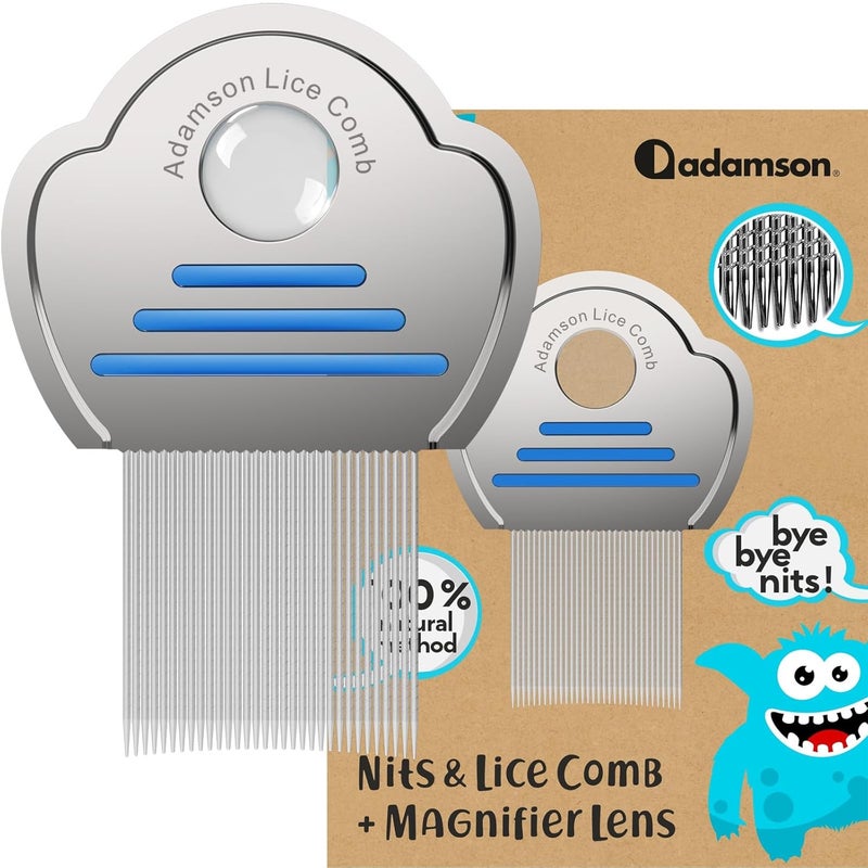 Adamson Lice Comb - Stainless Steel Lice Comb for Kids - Effective Nit Comb - Lice Combs for Thick Hair - Durable and Easy to Clean - Peine para Piojos y Liendres para Niñas - Image 1